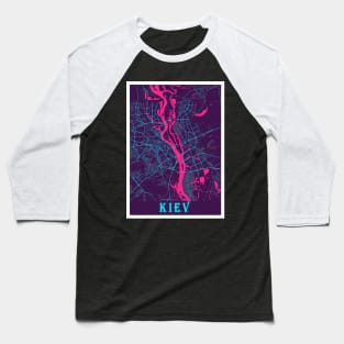 Kiev Neon City Map Baseball T-Shirt